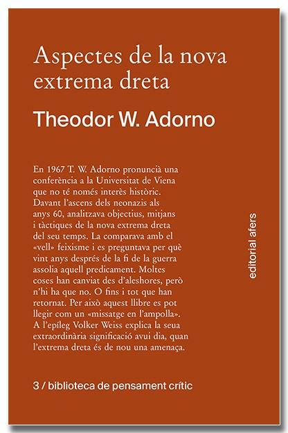 ASPECTES DE LA NOVA EXTREMA DRETA | 9788418618413TA | ADORNO, THEODOR W.