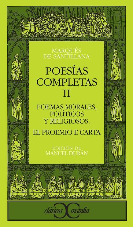 POESIAS COMPLETAS II. POEMAS MORALES, POLITICOS Y RELIGIOSOS | 9788470393297 | SANTILLANA, MARQUES DE